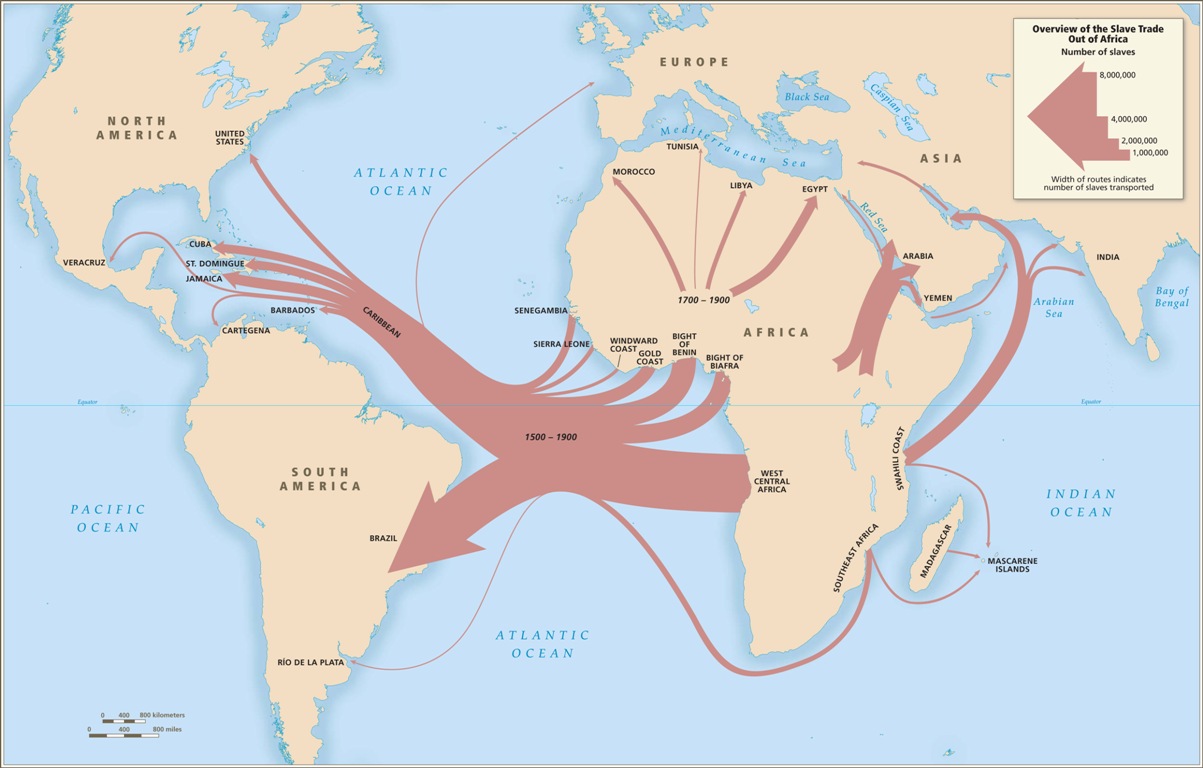 slave trade routes from africa map